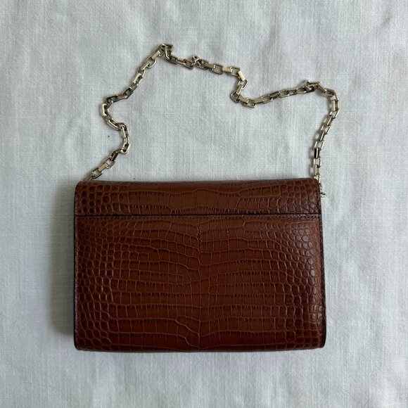 Jimmy Choo Croc-Embossed Leather Bag, Brown - Picture 4 of 7